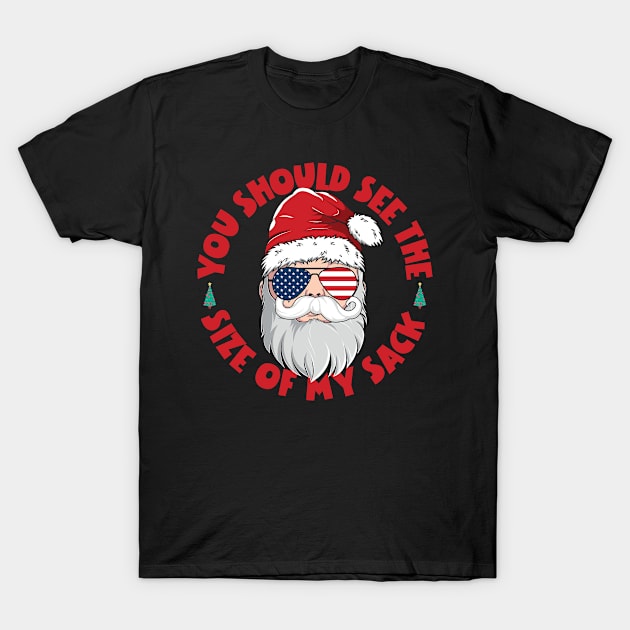 You Should See The Size Of My Sack Funny Santa Christmas T-Shirt by Jas-Kei Designs